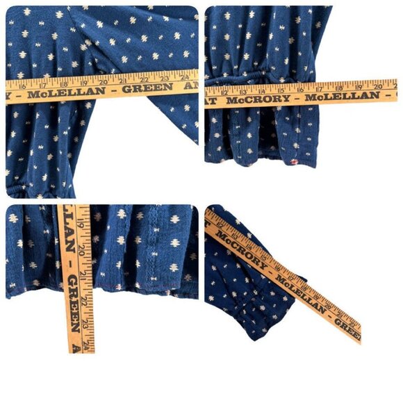 Lucky Brand Womens XL Blue Polka Dot Button-Up Blouse With Tassels & Ruffles - Picture 8 of 9